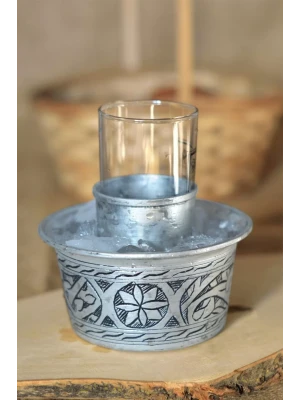 BAKIR EHLİKEYF OYMA NAKIŞ İŞLEMELİ GÜMÜŞ RENK (KALAYLI)