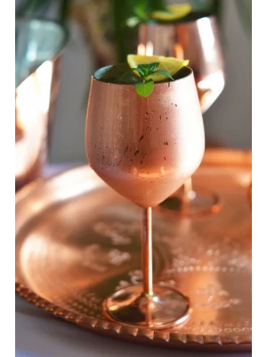 Bakır Kadeh Modern Model Parlak Bakır Renk 2li