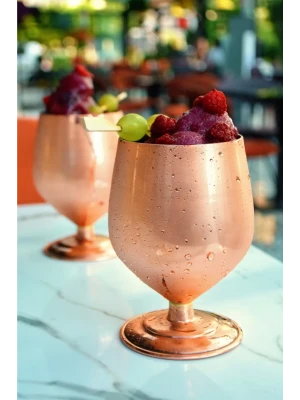 Bakır Kadeh Tombul Model Bakır Renk 2li