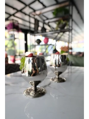 Bakır Kadeh Tombul Model Gümüş Renk