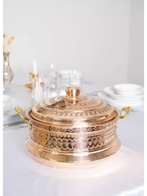 BAKIR TENCERE MARDİN İŞLEMELİ MODEL 5 LİTRE BAKIR RENK