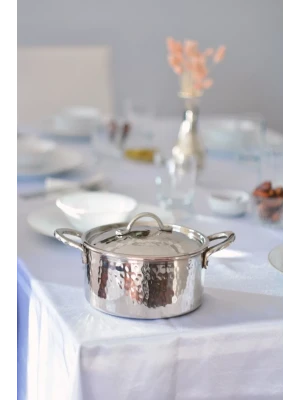 BAKIR MODERN TENCERE DERİN MODEL 17 CM GÜMÜŞ RENK