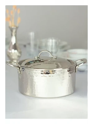 BAKIR MODERN TENCERE DERİN MODEL 21 CM GÜMÜŞ RENK