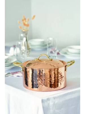 BAKIR MODERN TENCERE DERİN MODEL 19 CM BAKIR RENK