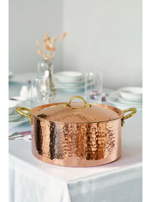 BAKIR MODERN TENCERE DERİN MODEL 26 CM BAKIR RENK