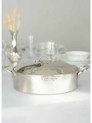 BAKIR PİLAV TENCERESİ 30 CM GÜMÜŞ RENK