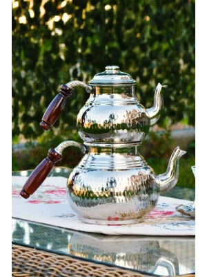 BAKIR ÇAYDANLIK ÇEKİÇ DÖVMELİ KALIN GÜMÜŞ RENK