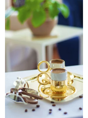 Gümüş Kaplama Fincan 2li Halka Detaylı Model