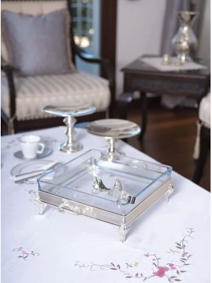 GÜMÜŞ KAPLAMA KARE CAMLI SERVİSLİK NO:2