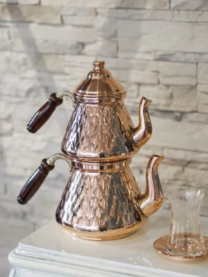 BAKIR ÇAYDANLIK BAKLAVA DİLİMLİ MODEL BAKIR RENK