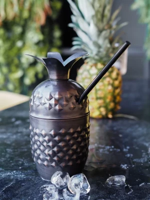 BAKIR KOKTEYL BARDAĞI ANANAS MODEL OKSİTLİ RENK