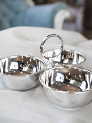 GÜMÜŞ KAPLAMA ÇEREZLİK 3 HAZNELİ HALKA DETAYLI