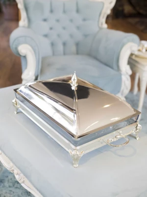 GÜMÜŞ KAPLAMA KAPAKLI SUNUMLUK DİKDÖRTGEN MODEL no:1