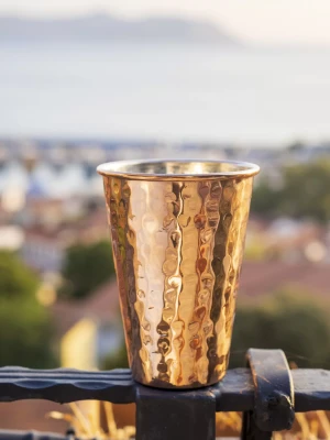 BAKIR BARDAK ÇEKİÇ DÖVMELİ DÜZ MODEL BAKIR RENK (2Lİ)