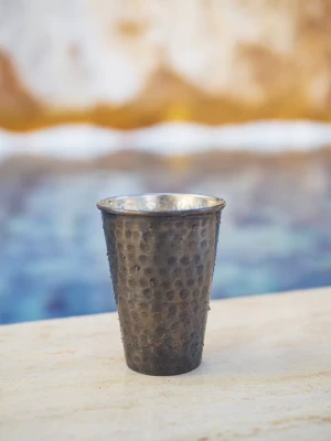 Bakır Bardak Çekiç Dövmeli Düz Model Oksit Renk