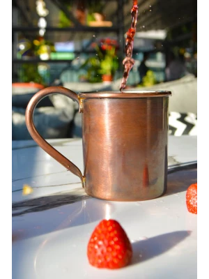 Bakır Kupa Bardak Düz Model Oksit Renk 500 ml