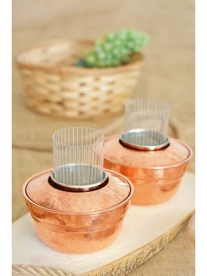 BAKIR EHLİKEYF KAPAKLI 2Lİ PARLAK BAKIR RENK