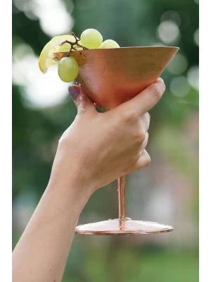 Bakır Kadeh Martini Düz Model Mat Bakır Renk 2li