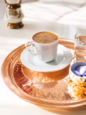 BAKIR TEPSİ MİNİ YUVARLAK TEK KİŞİLİK PARLAK BAKIR RENK