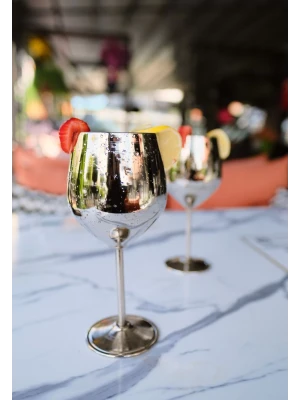 Bakır Kadeh Modern Model Gümüş Renk 2li