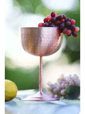 BAKIR ŞARAP KADEHİ ÇEKİÇ DÖVME MAT BAKIR RENK