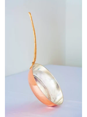 BAKIR TAVA UZUN KULPLU MODERN PARLAK BAKIR RENK 16CM