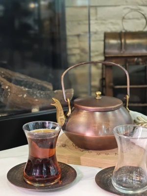 BAKIR ÇAY TABAĞI ÇEKİÇ DÖVME MODEL OKSİT RENK