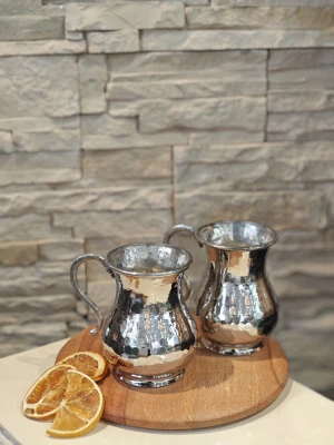 BAKIR AYRAN BARDAĞI DÖVME MODEL GÜMÜŞ RENK 2Lİ