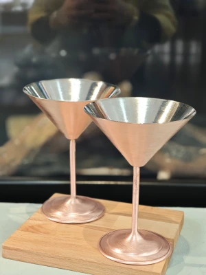 Bakır Kadeh Martini Model Düz Mat Bakır Renk