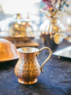 BAKIR AYRAN BARDAĞI İŞLEMELİ MODEL MAT BAKIR RENK (1 ADET)