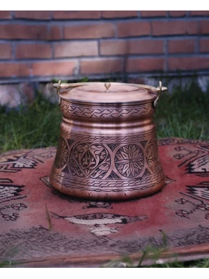 BAKIR BAKRAÇ OYMA NAKIŞLI 7LT MAT BAKIR RENK