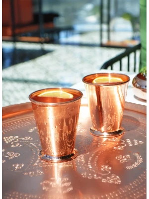 Bakır Bardak Kısa Şerbet Model Bakır Renk 2li (Kalaysız)