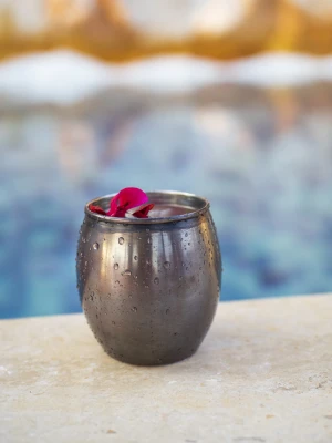 Bakır Bardak Tombul Kokteyl Model Oksit Bakır Renk