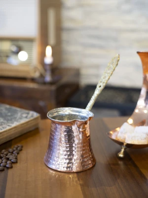 BAKIR CEZVE KLASİK ÇEKİÇ DÖVME MODEL BAKIR RENK 2 KİŞİLİK