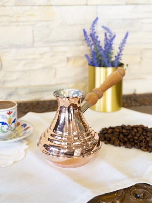 BAKIR CEZVE MODERN RUS DİLİMLİ MODEL (2 KİŞİLİK)