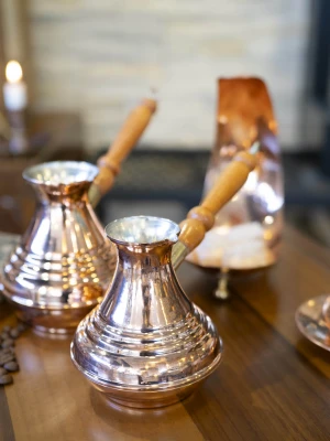 BAKIR CEZVE MODERN RUS DİLİMLİ MODEL  2 Lİ SET