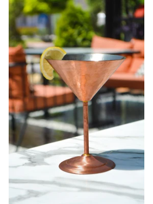 Bakır Kadeh Martini Çekiç Dövme Model Mat Bakır Renk