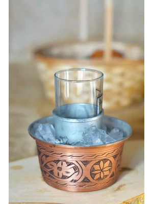 Bakır Ehlikeyf Oyma Nakışlı Mat Bakır Renk (2li)