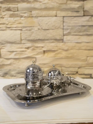 BAKIR FİNCAN SETİ GÜMÜŞ RENK