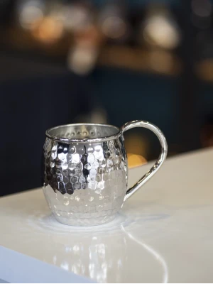 BAKIR KUPA BARDAK TOMBUL ÇEKİÇ DÖVME MODEL GÜMÜŞ RENK (2Lİ)