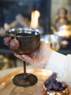 BAKIR ŞARAP KADEHİ ÇEKİÇ DÖVME OKSİTLİ RENK 2Lİ