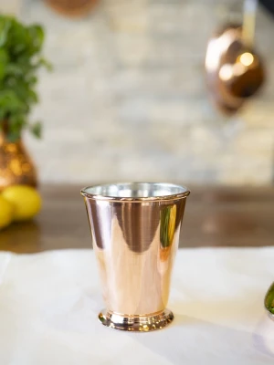 Bakır Bardak Kısa Şerbet Model Parlak Renk 2li