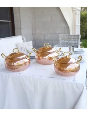 BAKIR TENCERE SETİ TOMBUL MODEL