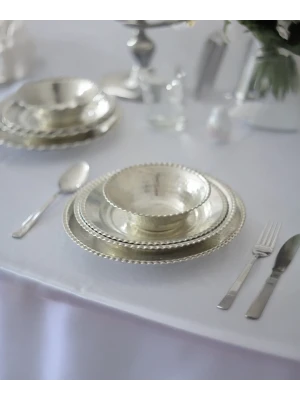 BAKIR YEMEK TAKIMI DAR KIVRIMLI MODEL (6 KİŞİLİK)