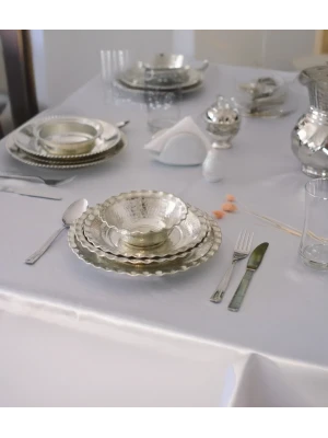 BAKIR YEMEK TAKIMI GENİŞ KIVRIMLI MODEL (6 KİŞİLİK)