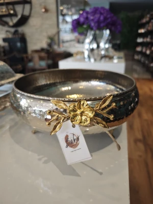 NİKEL KAPLAMA ÇİÇEKLİ ÇANAK