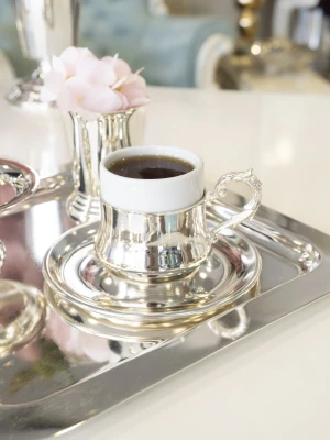 GÜMÜŞ KAPLAMA FİNCAN TAKIMI BOMBELİ MODEL