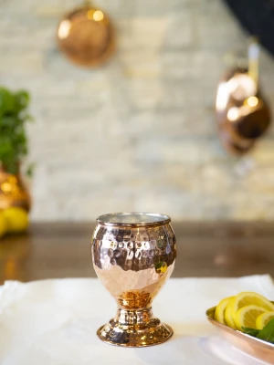 BAKIR BARDAK KADEH ÇEKİÇ DÖVMELİ BAKIR RENK