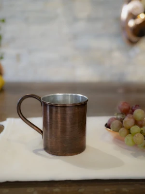 Bakır Kupa Bardak Düz Model Oksit Renk 400 ml 2li