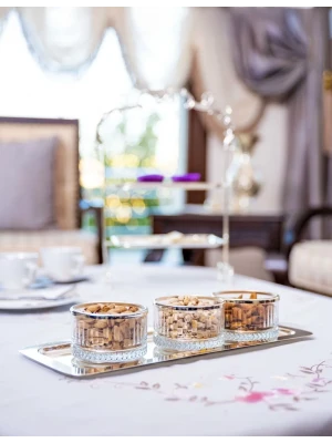 GÜMÜŞ KAPLAMA BATON TEPSİ & 3LÜ KASE